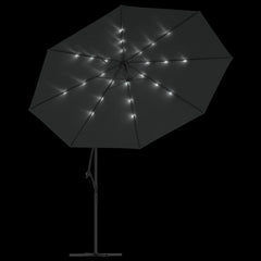 vidaXL Cantilever Garden Parasol with LED Lights and Metal Pole 350 cm Anthracite 6