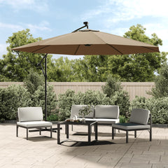 vidaXL Cantilever Garden Parasol with LED Lights and Metal Pole 350 cm Taupe 1