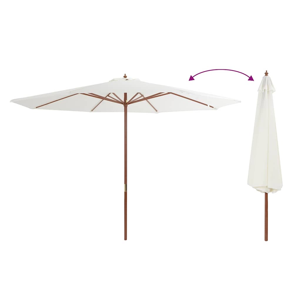 vidaXL Garden Parasol with Wooden Pole 350 cm Sand White 3