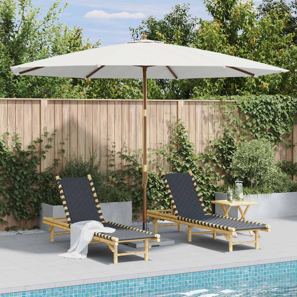 vidaXL Garden Parasol with Wooden Pole 350 cm Sand White 1
