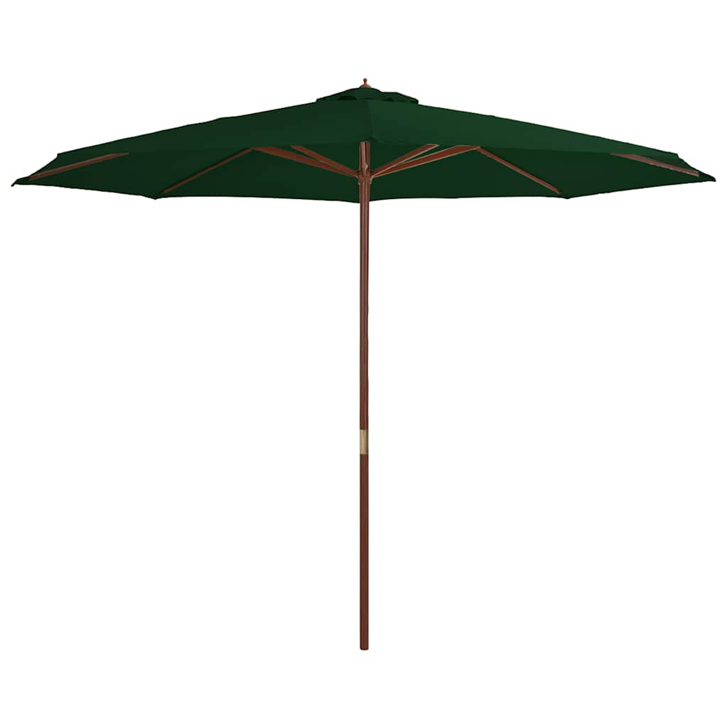 vidaXL Garden Parasol with Wooden Pole 350 cm Green 2