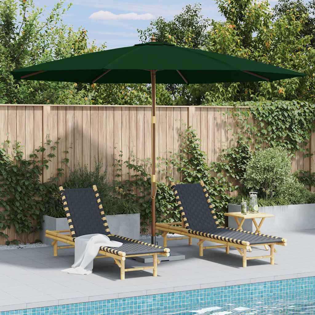 vidaXL Garden Parasol with Wooden Pole 350 cm Green 1