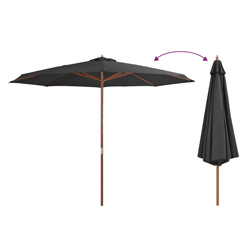 vidaXL Garden Parasol with Wooden Pole 350 cm Anthracite 3