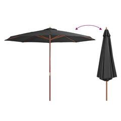 vidaXL Garden Parasol with Wooden Pole 350 cm Anthracite 3