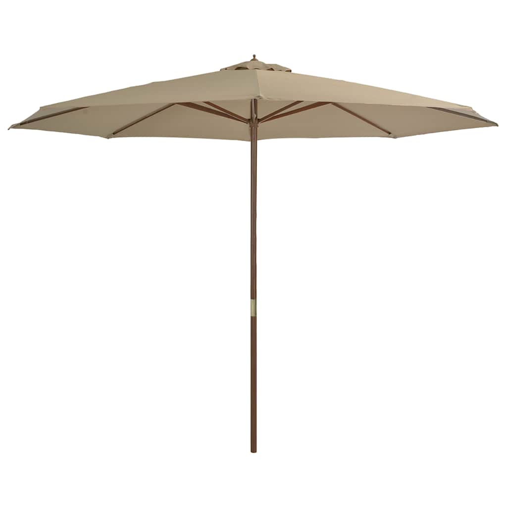 vidaXL Garden Parasol with Wooden Pole 350 cm Taupe 2