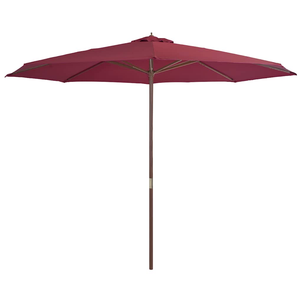 vidaXL Garden Parasol with Wooden Pole 350 cm Burgundy 2
