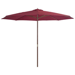 vidaXL Garden Parasol with Wooden Pole 350 cm Burgundy 2