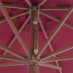 Outdoor Parasol with Wooden Pole 350 cm Burgundy