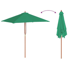 vidaXL Garden Parasol with Wooden Pole 150x200 cm Green 5