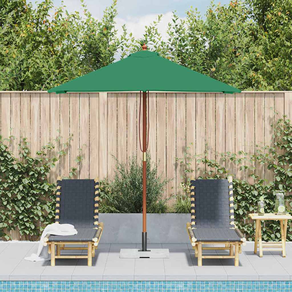 vidaXL Garden Parasol with Wooden Pole 150x200 cm Green 1
