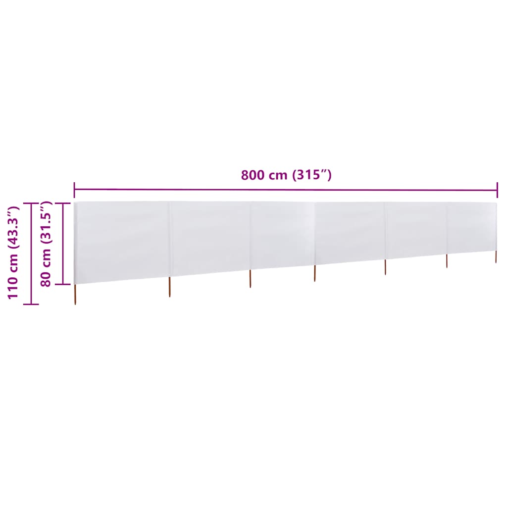 vidaXL Wind Screen | White | Non-woven fabric, wooden pole | 800 x 80 cm 6