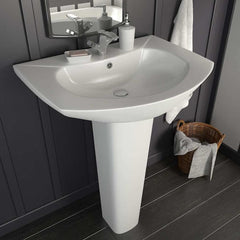 143001 vidaXL Freestanding Basin with Pedestal Ceramic White 650x520x200 mm 1