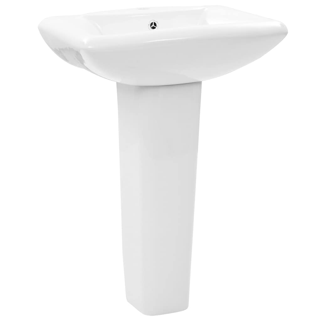 143003 vidaXL Freestanding Basin with Pedestal Ceramic White 580x470x200 mm 2