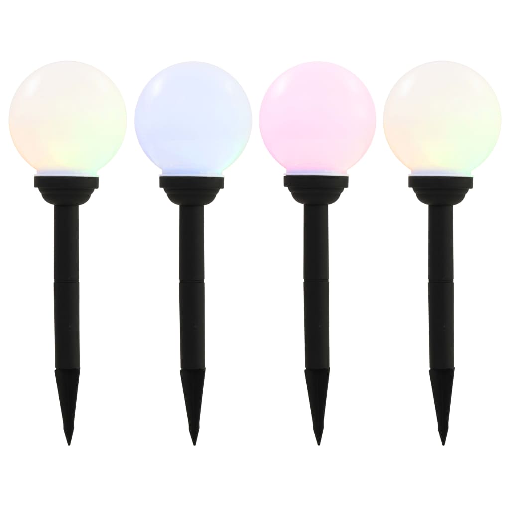 vidaXL Solar Lamp | Set of 4 | White ball with black stake | Polypropylene 1