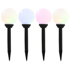 vidaXL Solar Lamp | Set of 4 | White ball with black stake | Polypropylene 1