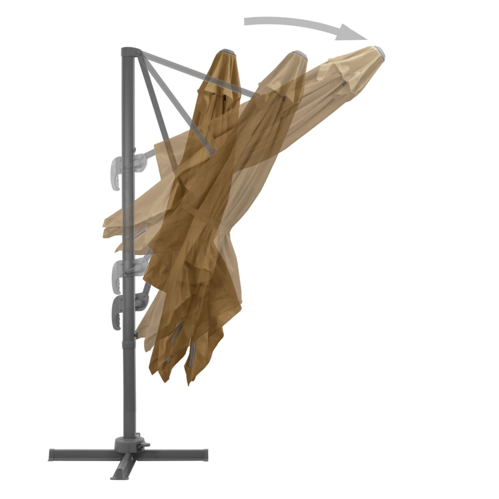 vidaXL Cantilever Garden Parasol with Aluminium Pole 300x300 cm Taupe 4