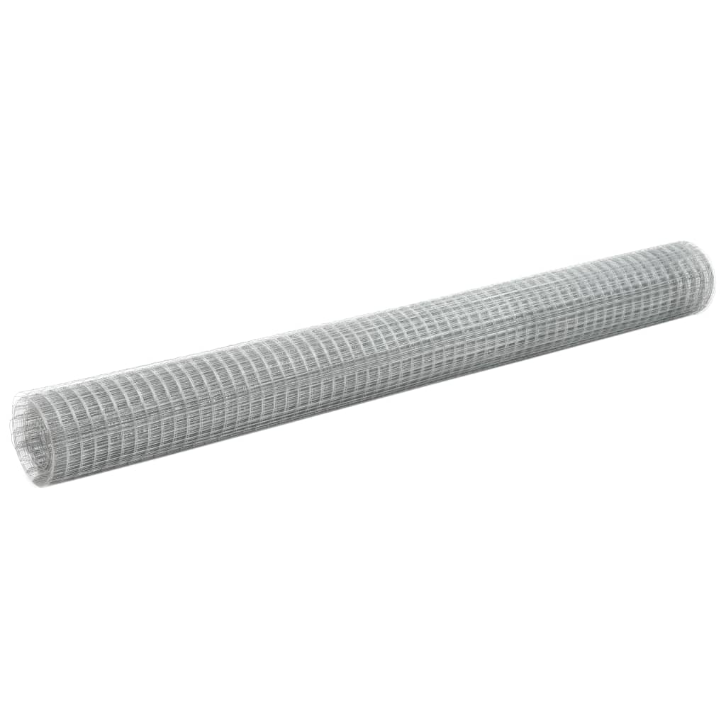 vidaXL Chicken Wire Fence Galvanised Steel 10x1.5 m Silver 1