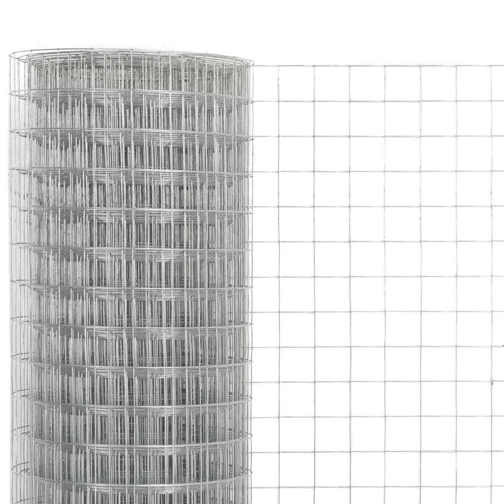 vidaXL Chicken Wire Fence Galvanised Steel 10x1.5 m Silver 3