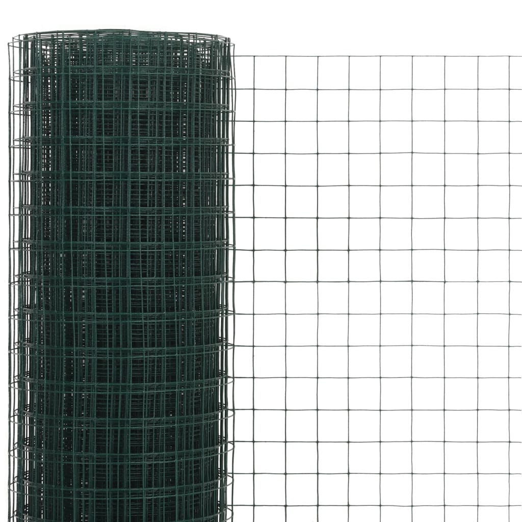 vidaXL Chicken Wire Fence Steel with PVC Coating 10x1.5 m Green 3