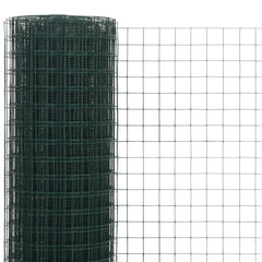 vidaXL Chicken Wire Fence Steel with PVC Coating 10x1.5 m Green 3