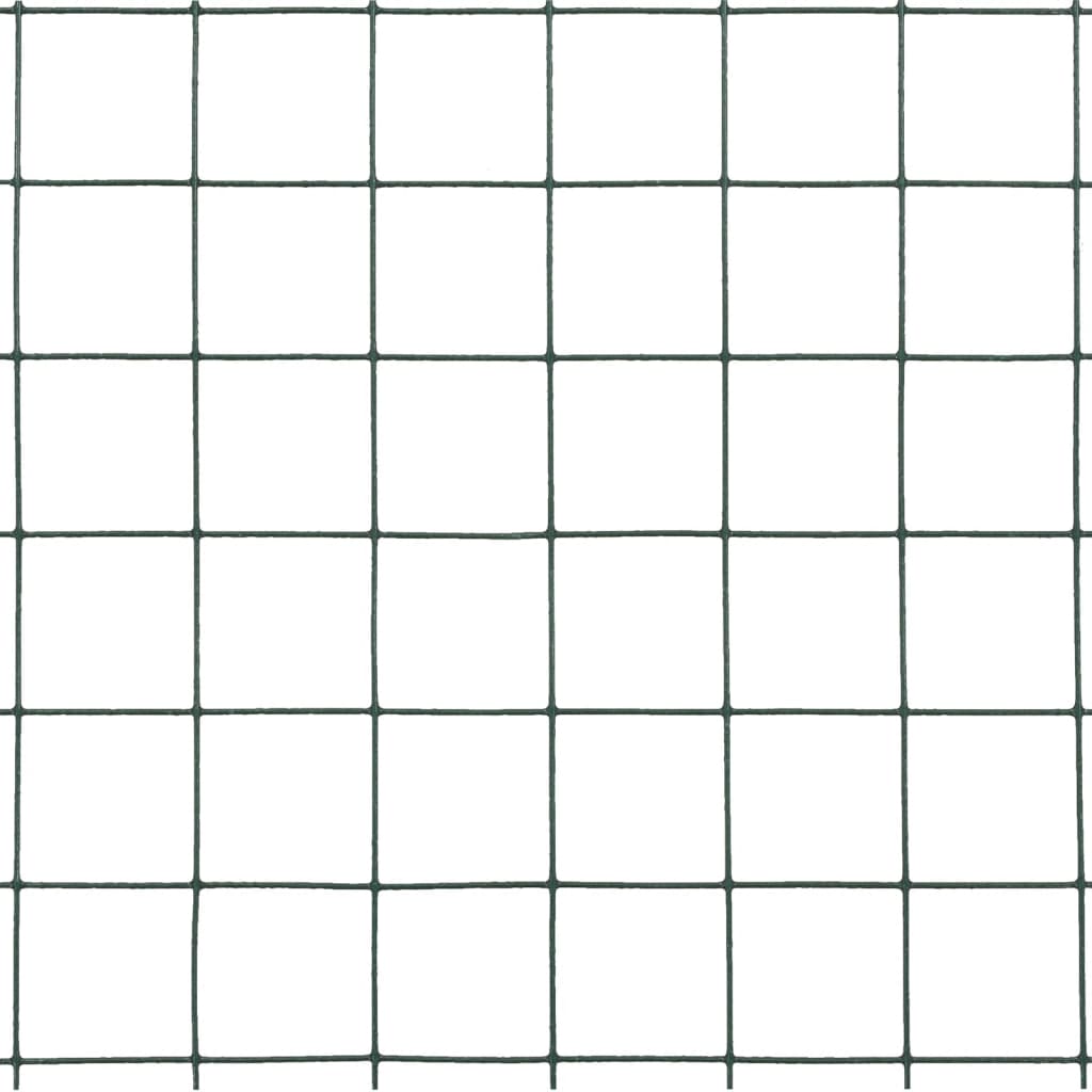 vidaXL Chicken Wire Fence Steel with PVC Coating 10x1.5 m Green 4