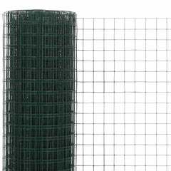 vidaXL Chicken Wire Fence Steel with PVC Coating 10x1.5 m Green 3
