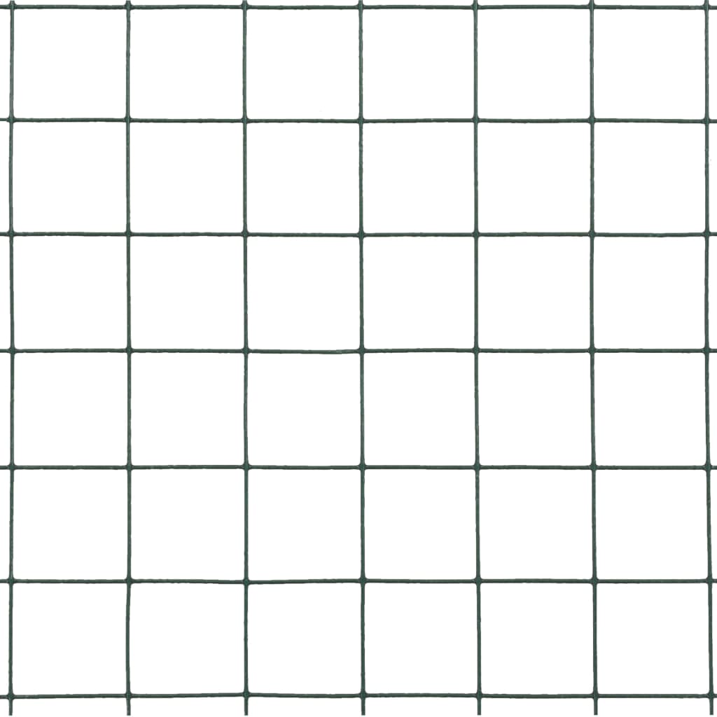 vidaXL Chicken Wire Fence Steel with PVC Coating 10x1.5 m Green 4