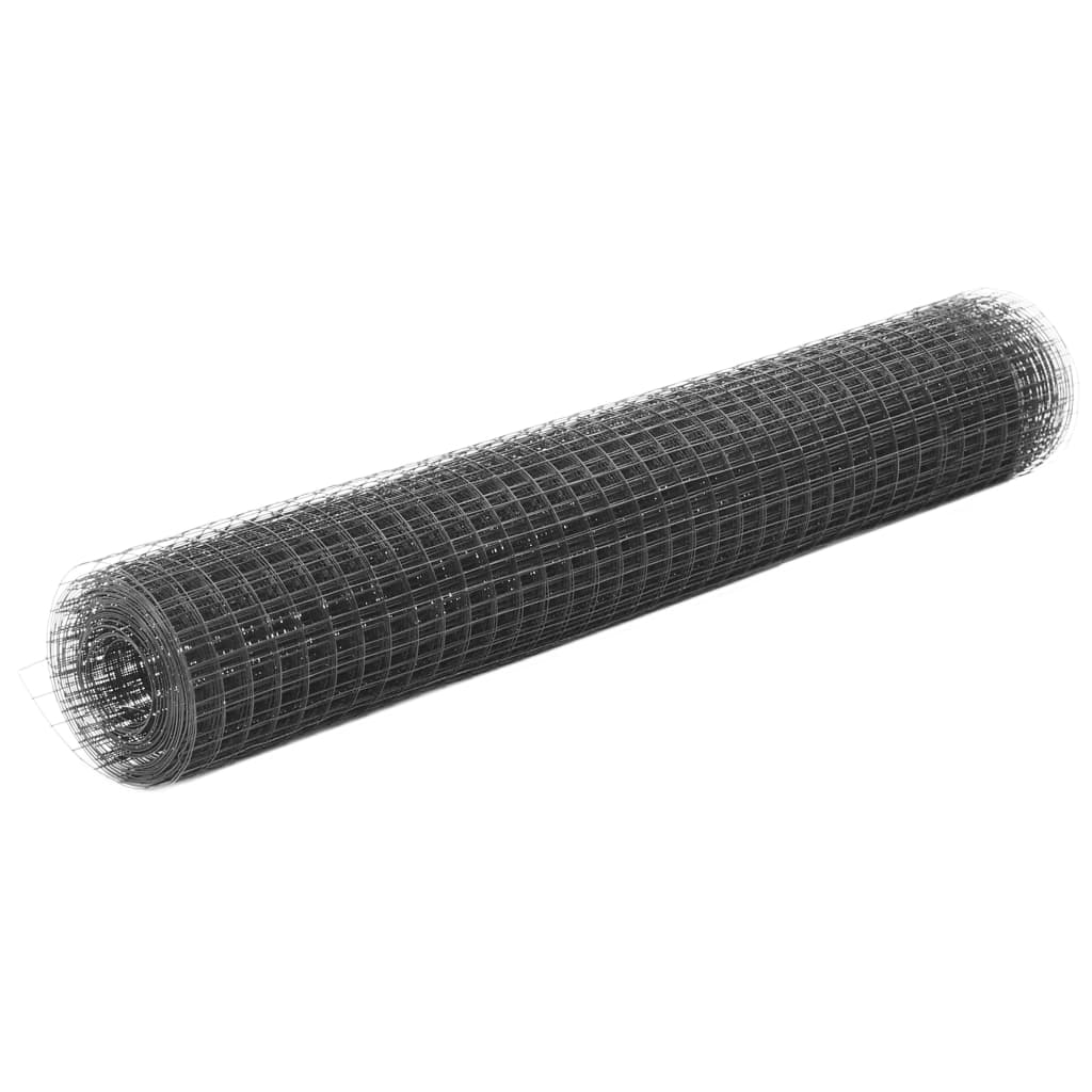 vidaXL Chicken Wire Fence Steel with PVC Coating 25x1 m Grey 1