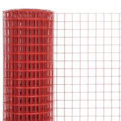 vidaXL Chicken Wire Fence Steel with PVC Coating 25x1 m Red 3