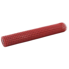 vidaXL Chicken Wire Fence Steel with PVC Coating 25x1 m Red 1