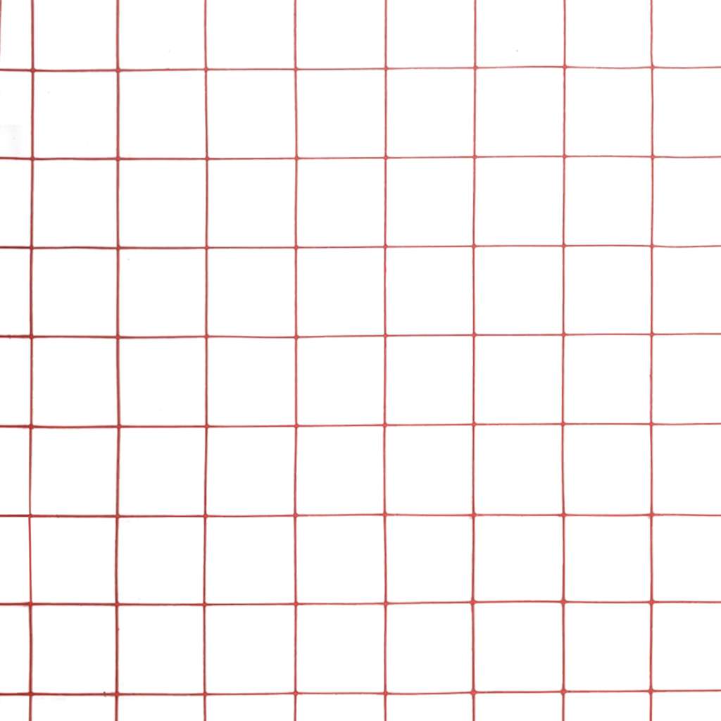 vidaXL Chicken Wire Fence Steel with PVC Coating 25x1 m Red 4