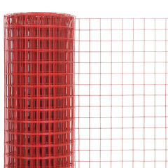 vidaXL Chicken Wire Fence Steel with PVC Coating 25x1 m Red 3