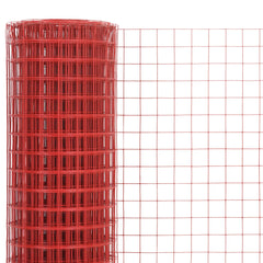 vidaXL Chicken Wire Fence Steel with PVC Coating 10x1.5 m Red 3