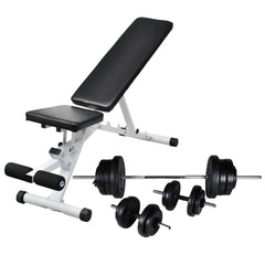 vidaXL Workout Bench with Barbell and Dumbbell Set 60,5 kg 1