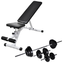 vidaXL Workout Bench with Barbell and Dumbbell Set 30,5 kg 1