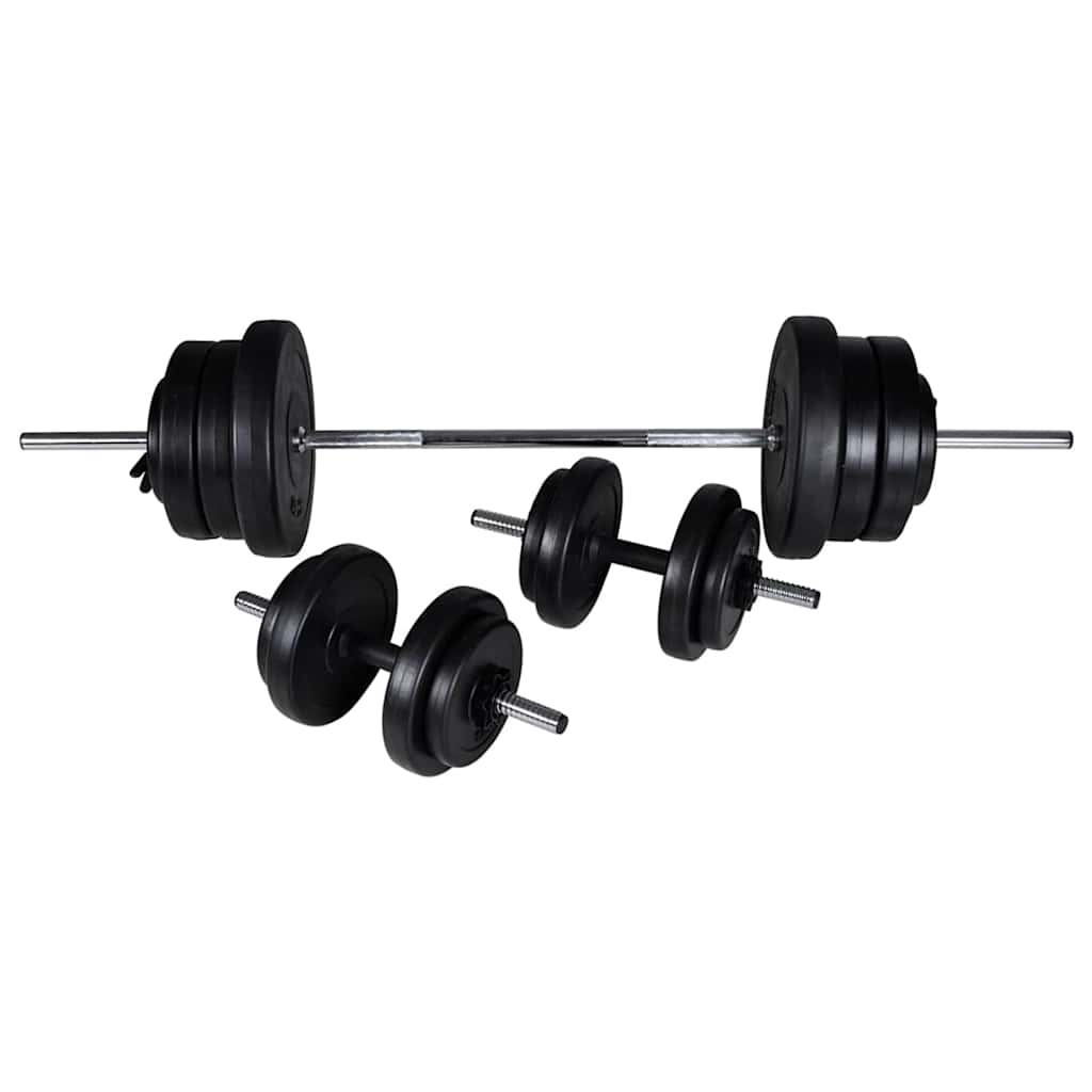Wall-mounted Power Tower with Barbell and Dumbbell 60.5 kg