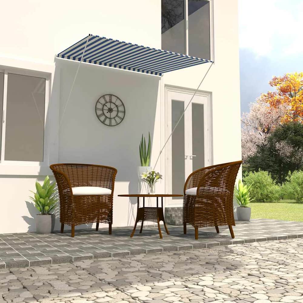 Retractable Awning 150 x 150 cm Blue and white