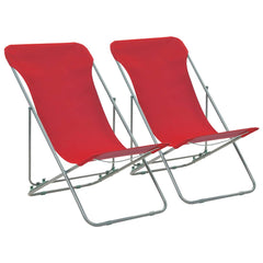 Folding Chairs 2 pcs Steel and Oxford Fabric Red