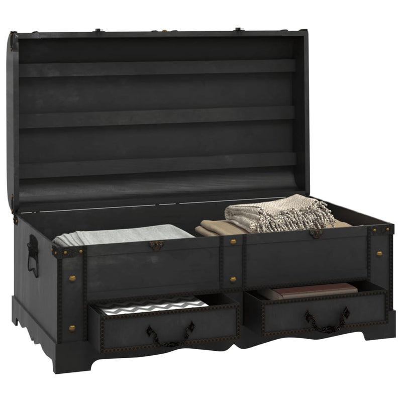 Treasure Chest Wood Black 90x51x42 cm