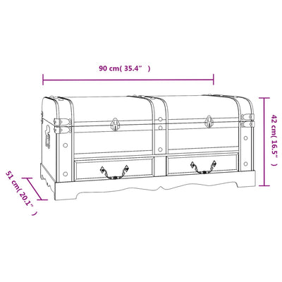 Treasure Chest Wood Black 90x51x42 cm