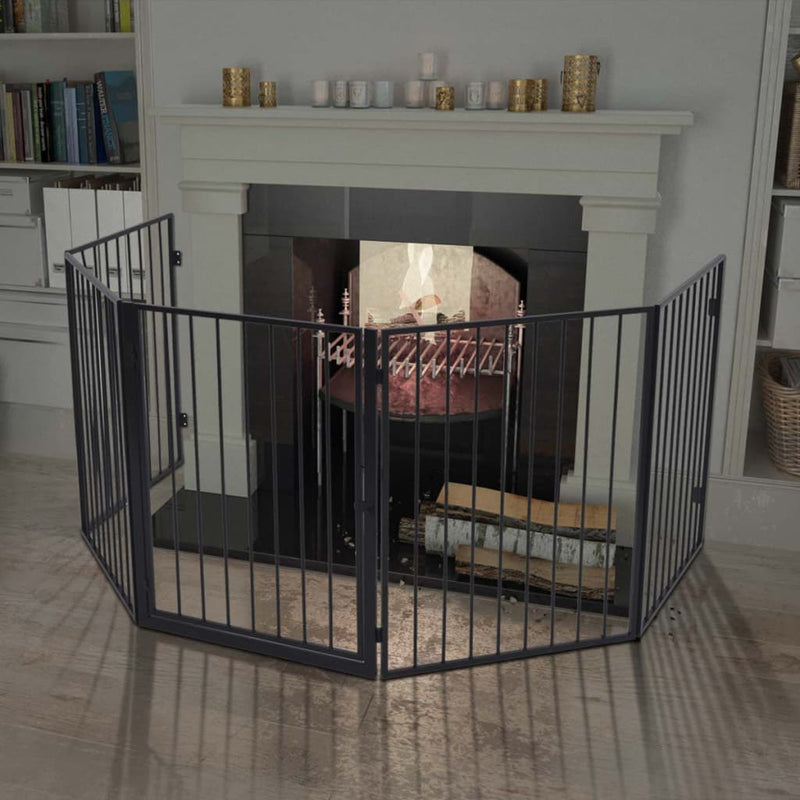 Fireplace Fence for Pets Black Steel