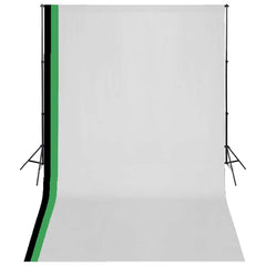 Photo Studio Kit with 3 Cotton Backdrops Adjustable Frame 3 x 5 m