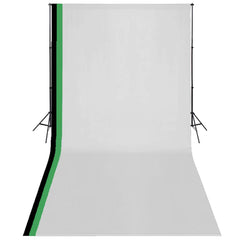 Photo Studio Kit with 3 Cotton Backdrops Adjustable Frame 3 x 6 m
