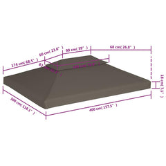vidaXL Gazebo Top Cover | Taupe | Polyester with PVC coating | 4x3 m 6
