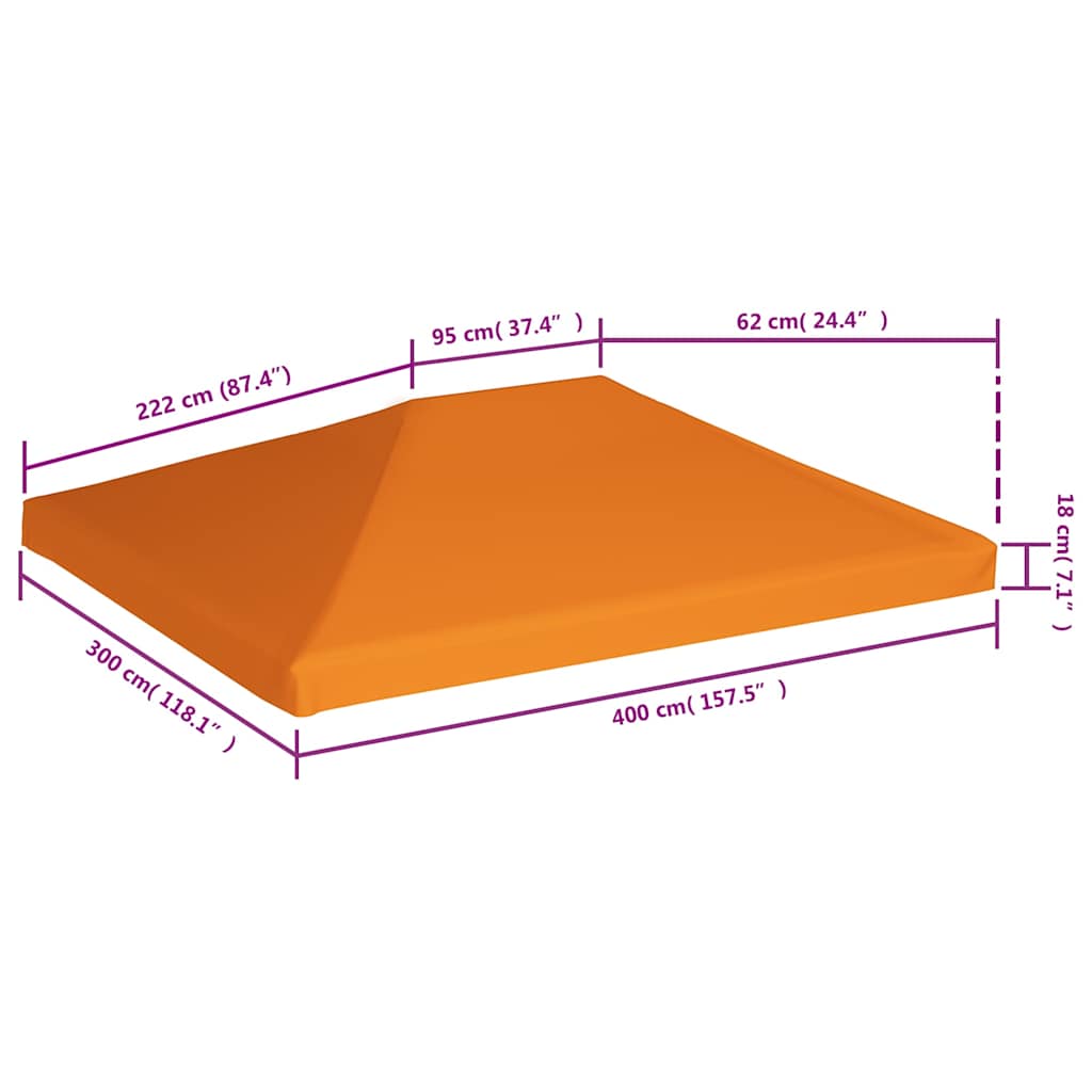vidaXL Gazebo Top Cover | Orange | Polyester with PVC coating | 4x3 meters 6