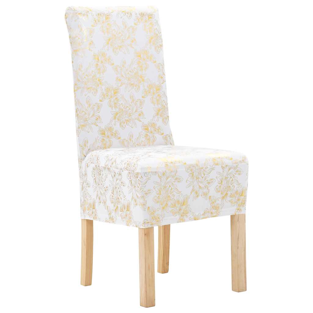 vidaXL Chair Cover | Set of 6 | White with golden print 1