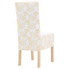 vidaXL Chair Cover | Set of 6 | White with golden print 2