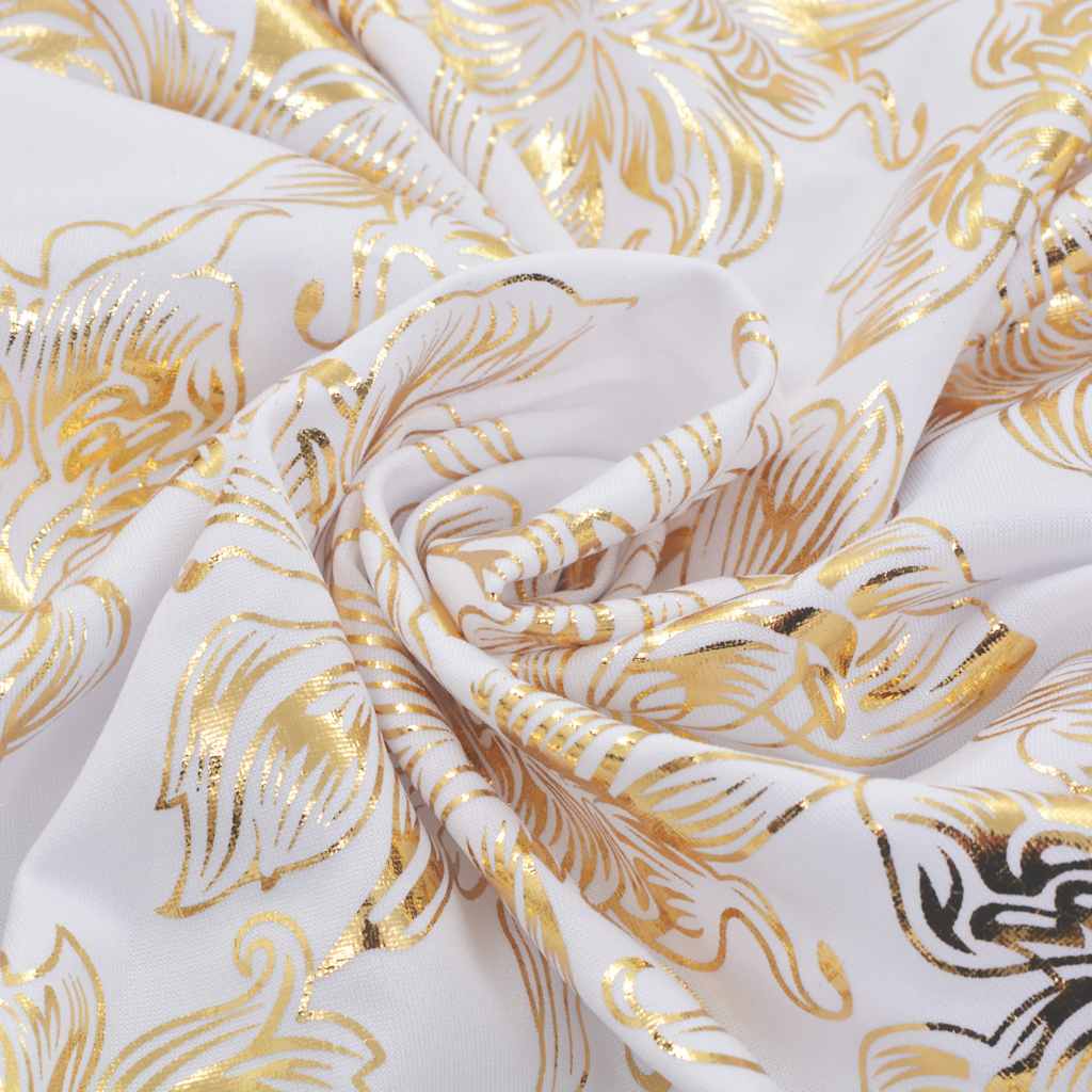 vidaXL Chair Cover | Set of 6 | White with golden print 3