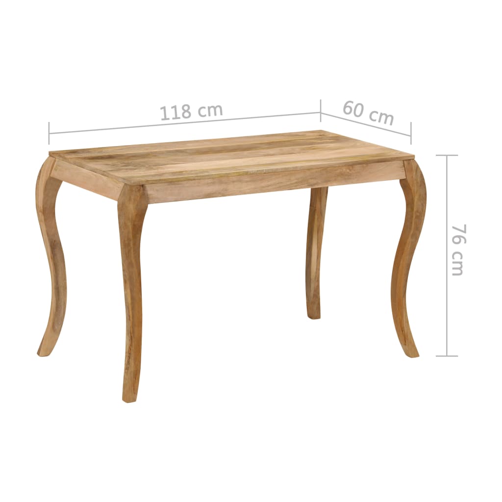 vidaXL Dining Table 118x60x76 cm Solid Mango Wood 6