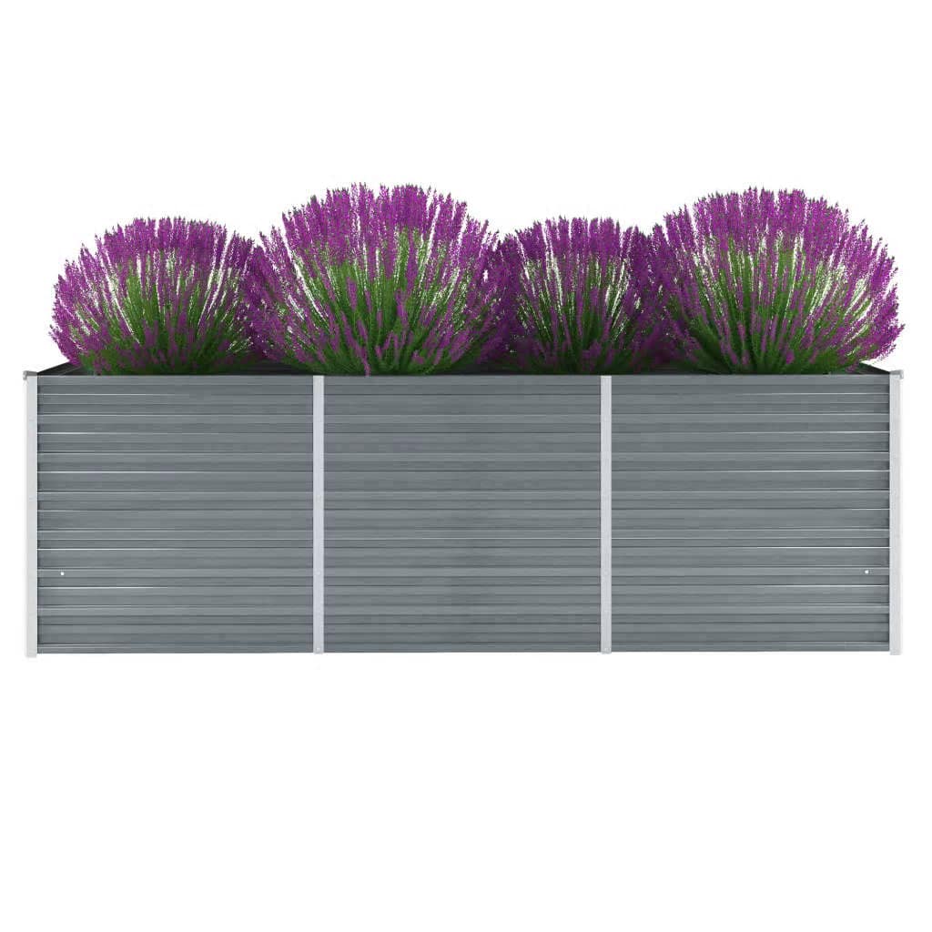 vidaXL Garden Raised Bed Galvanised Steel Grey